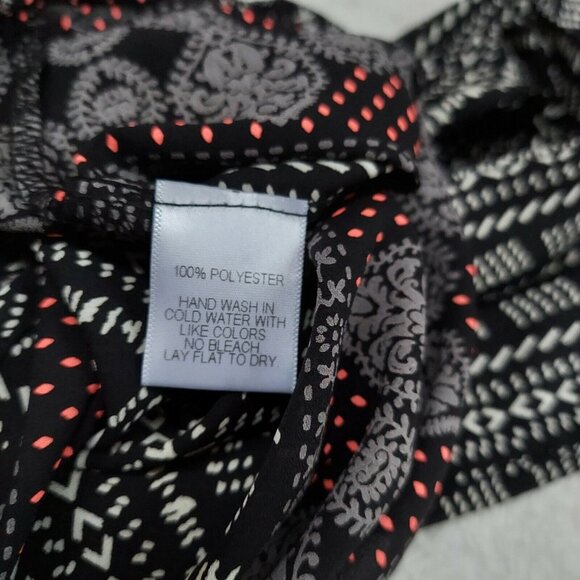 Gibson Top Womens Multicolor Geometric Print Blouse Small 3/4 Ruffle Sleeve - Picture 4 of 7